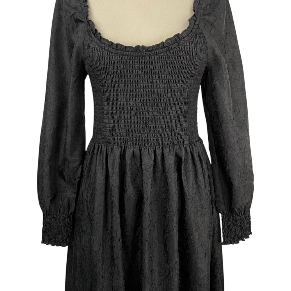 NWT Hill House The Emily Nap Dress Small Maxi Crushed Taffeta Long Sleeve Smock - Picture 2 of 16